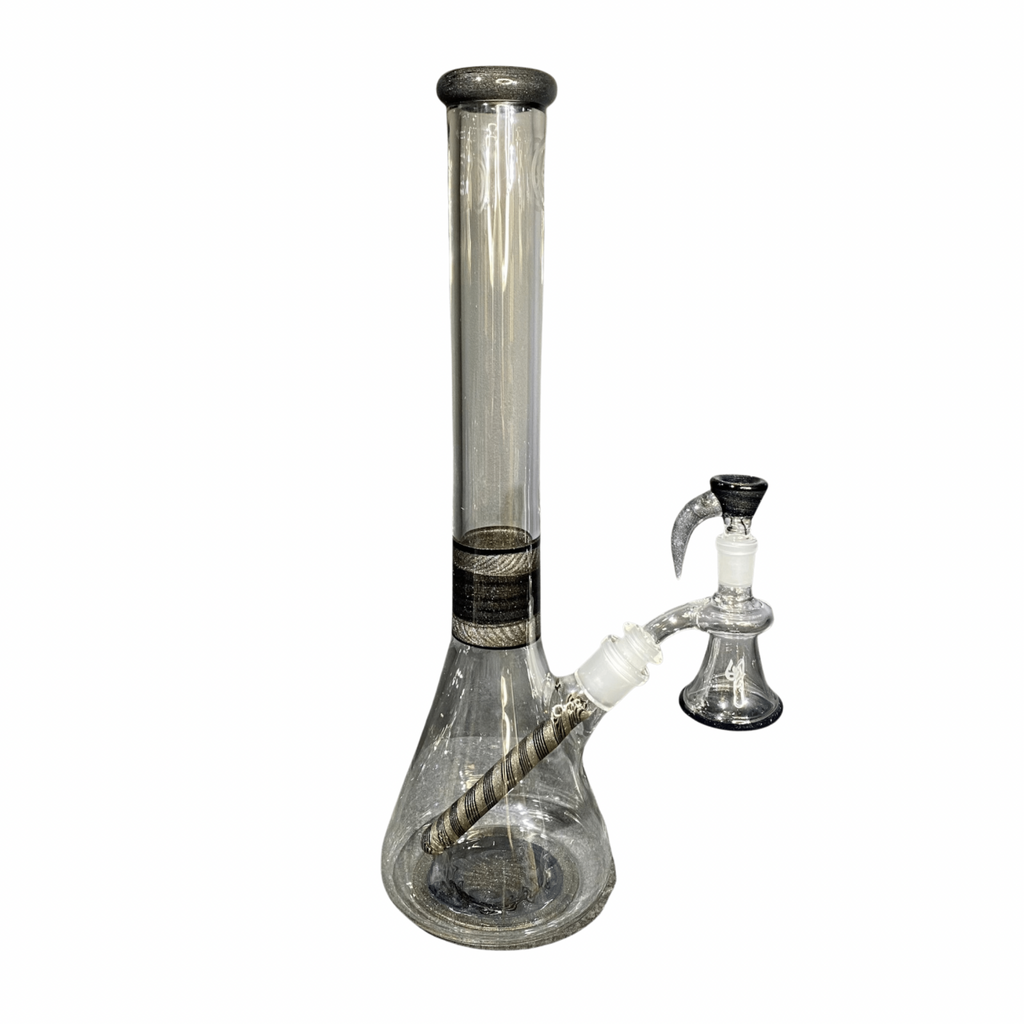 OJ Flame - Vaso de precipitados de 16" con línea de lana de acero y galaxia con recogedor de cenizas