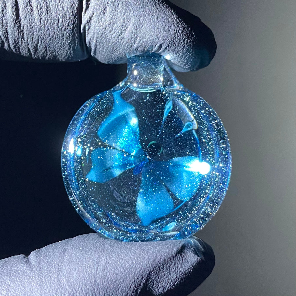 Florin Glass - Atomic Stardust and Unobtainium Butterfly Pendant