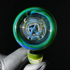 DJack Glass - 18mm Experimental Green & Jungle Juice 4 Hole Slide
