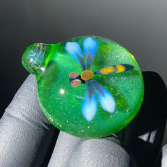 Florin Glass - Green Stardust Dragonfly Pendant