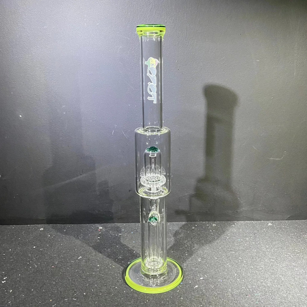 Toro Glass - Tubo de flores de tamaño completo Sunset Slyme & Atlantis Circ To Circ