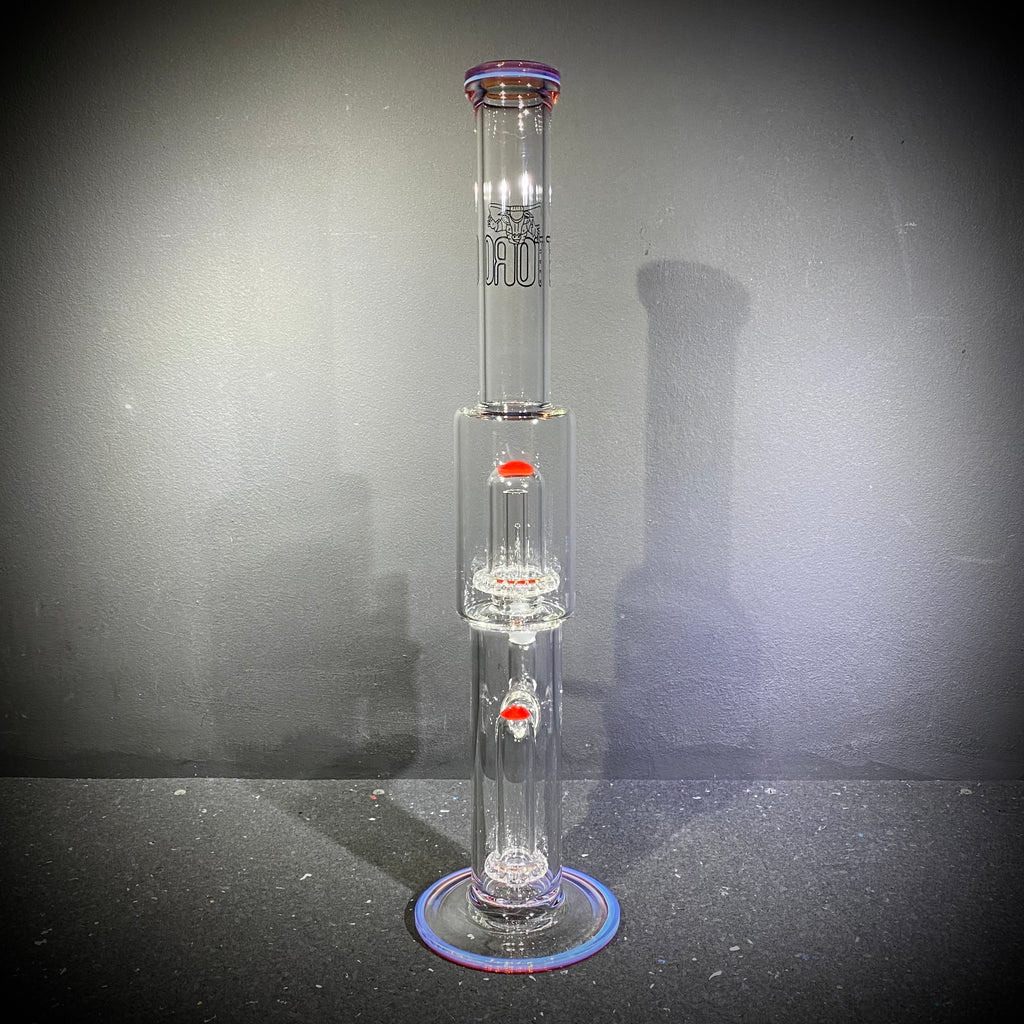 Toro Glass - Tubo de flores de tamaño completo de arcoíris morado y cerezo Circ To Circ