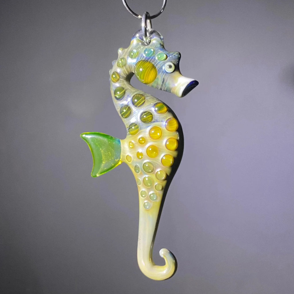 2022 Ornament Drop: Florin Glass - Moss and Citrine Seahorse