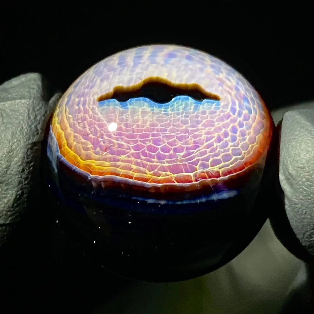 Mike Mason - Amber Purple Fantasy Eye Top Marble