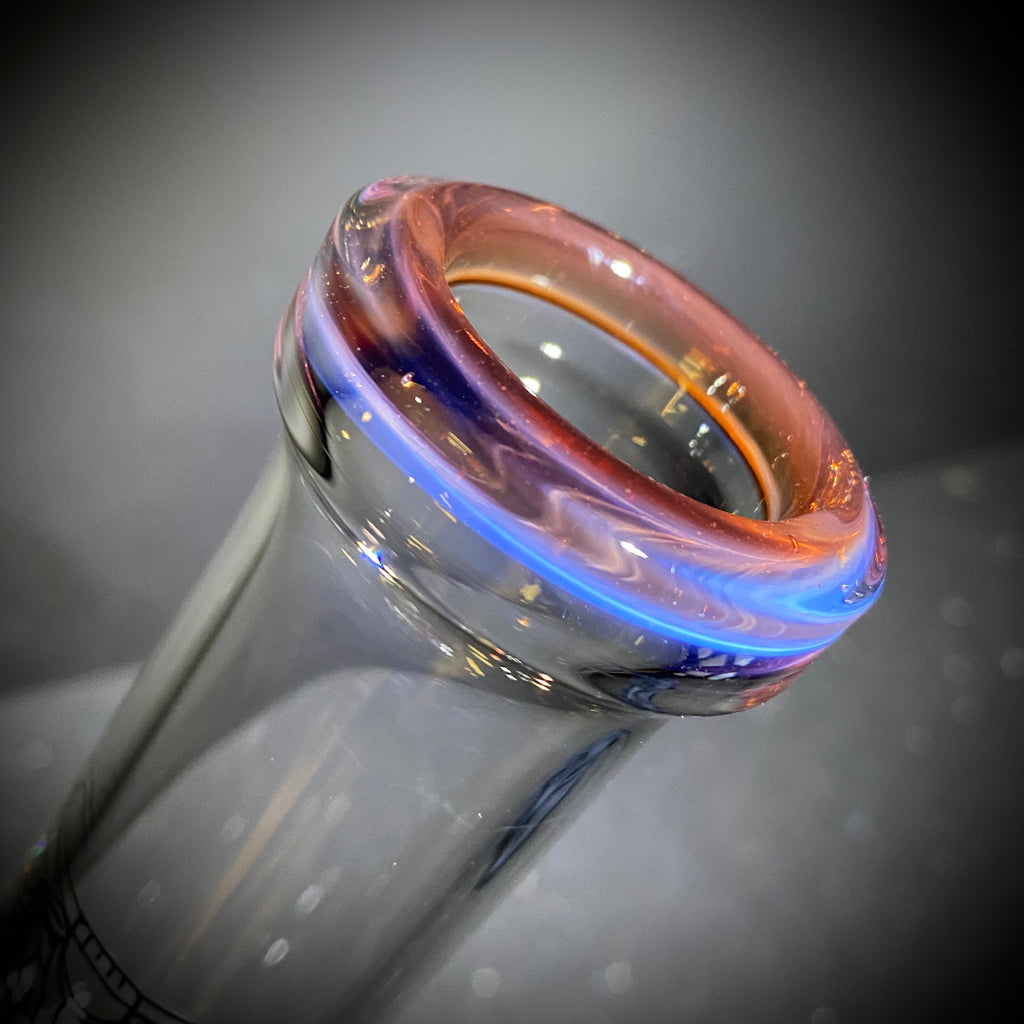 Toro Glass - Purple Rainbow & Cherry Circ To Circ Full Size Flower Tube