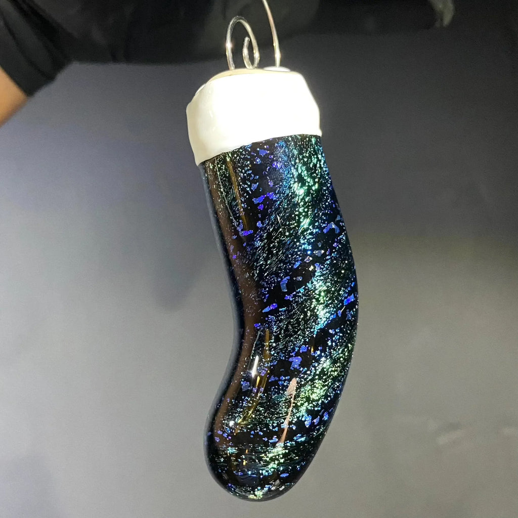 Holiday Ornament Collection: Future Glassworks - Black Dichro Stocking