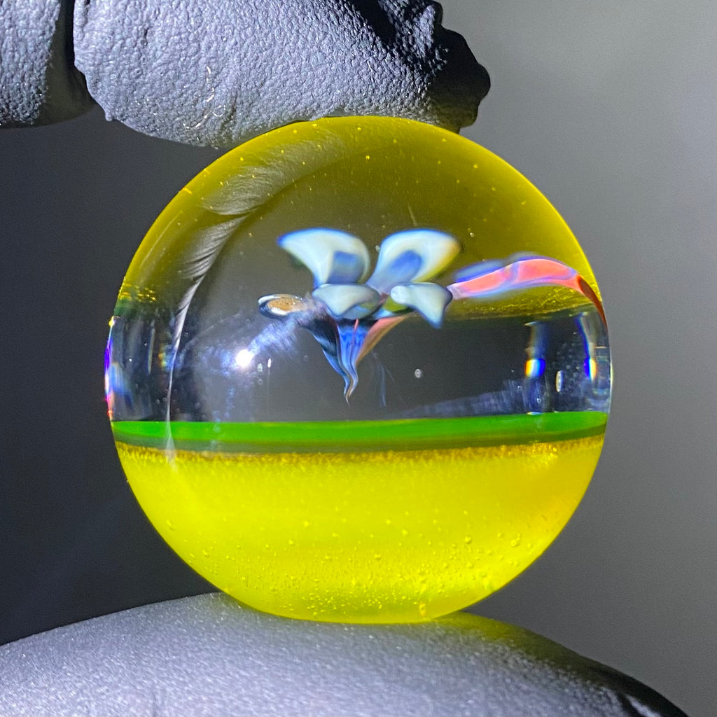 Florin Glass - Mármol mediano de libélula citrino y gota de limón