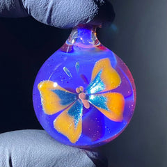 Florin Glass - Orange and Unobtainium Butterfly Pendant