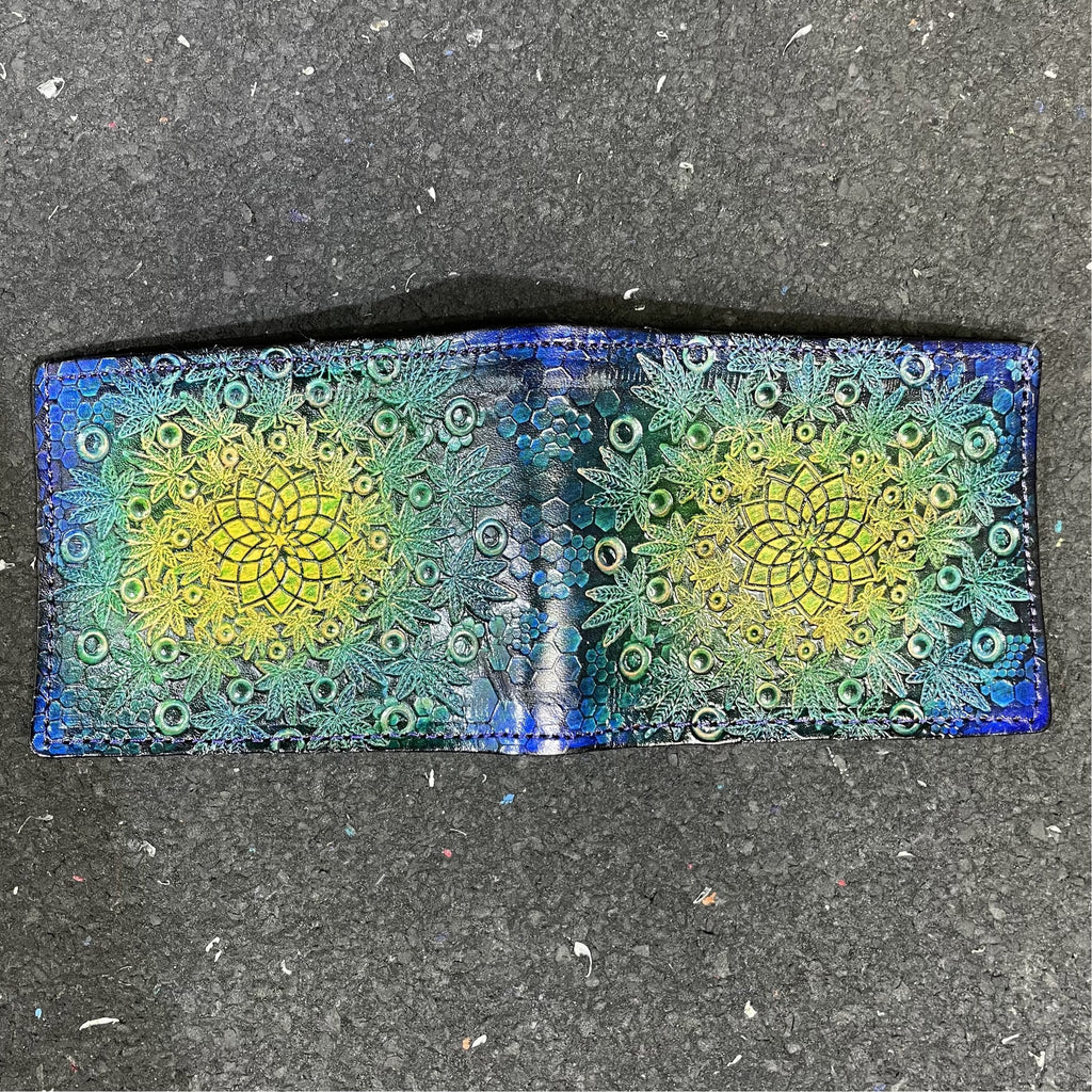 Lost Sailor Leather - Blue & Green Sacred Geometry Wallet