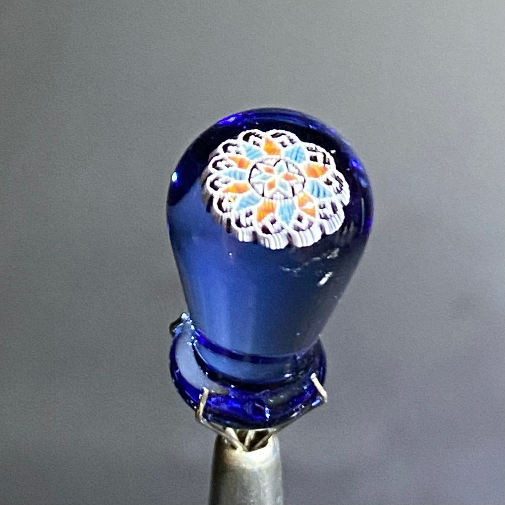 Steve H Glass - Light Cobalt Mandala Puffco Plug w/ Pearl