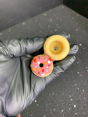 KGB Glass - Sprinkles esmerilados de fresa con tubo recto de donut deslizante de 14 mm a juego