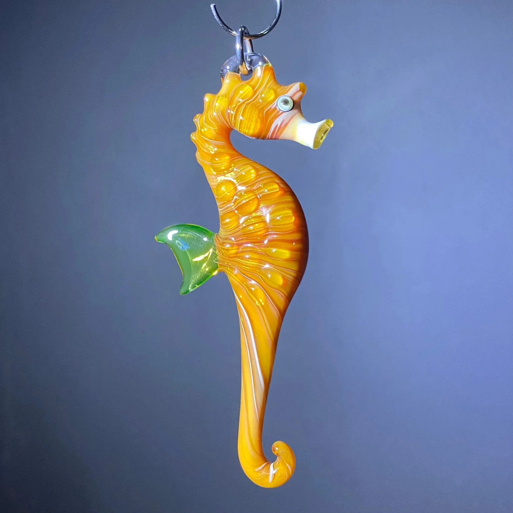 2022 Ornament Drop: Florin Glass - Gold Fume and Citrine Seahorse