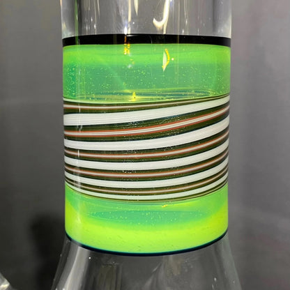 OJ Flame - Green Slyme & Unobtainum Linework 16" Beaker w/ Ash Catcher