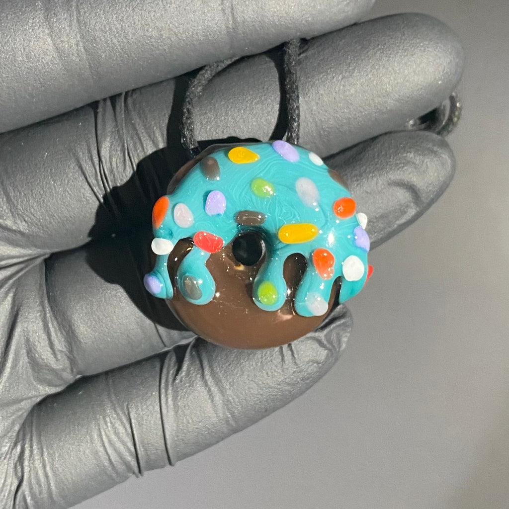 KGB "Glazed" - Blue Raspberry Half Sprinkled Donut Pendant