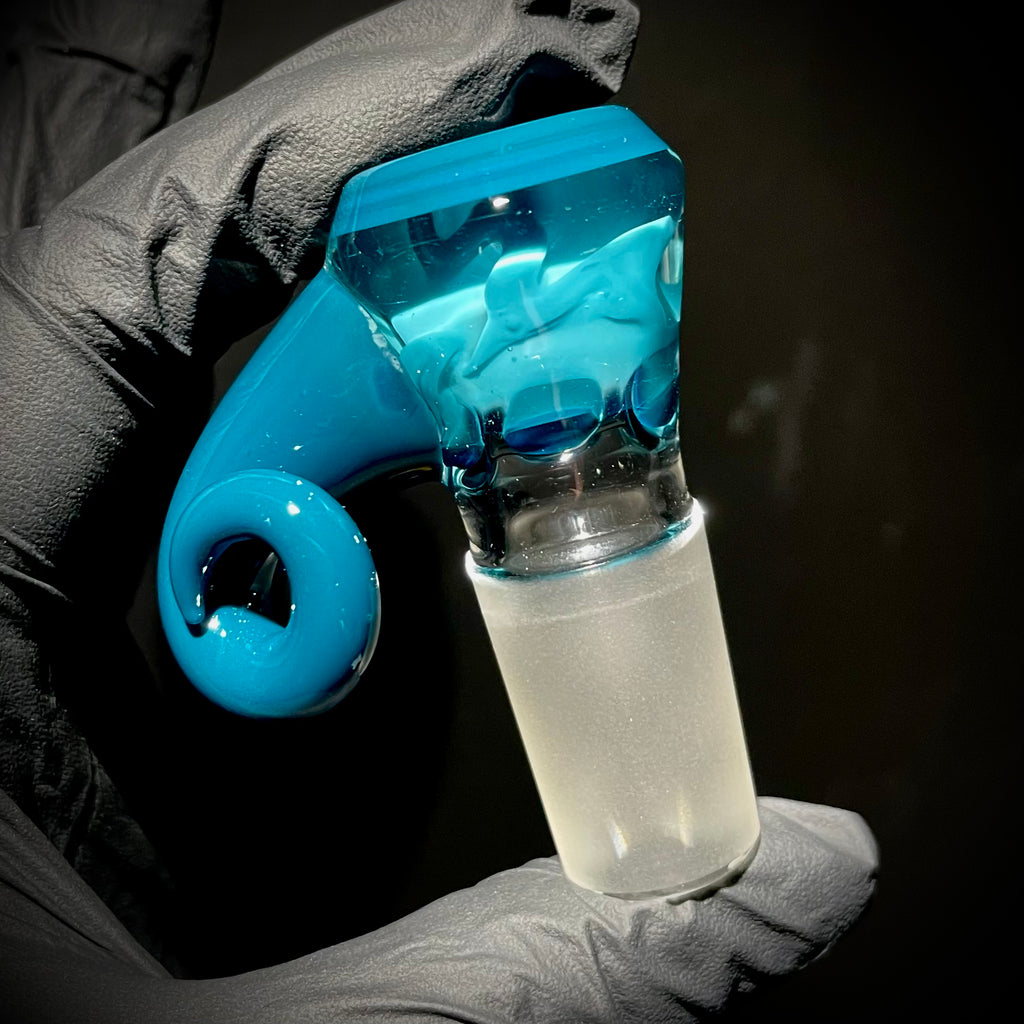 Black T - Diapositiva de cuerno de 18 mm de abeto azul y aguamarina opaca veteada