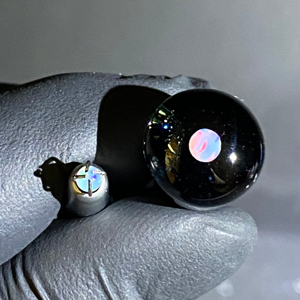 Steve H Glass - Galaxy Opal Sphere Puffco Plug w/ Pearl
