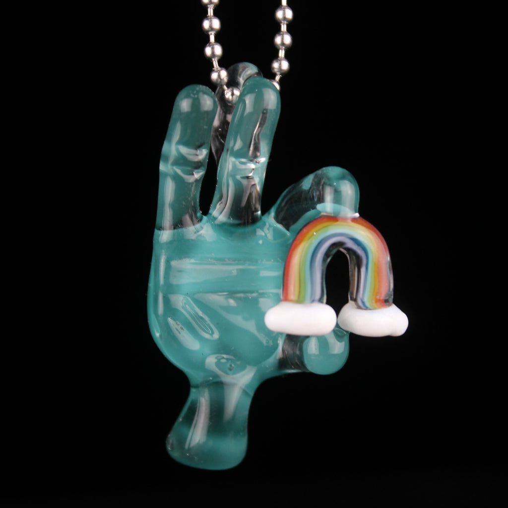 Goober Gabe - Aqua Rainbow Hand Pendant