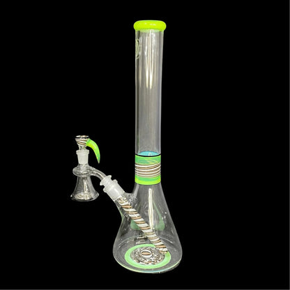 OJ Flame - Green Slyme & Unobtainum Linework 16" Beaker w/ Ash Catcher