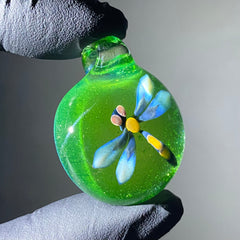 Florin Glass - Colgante Libélula Polvo de Estrellas Verde