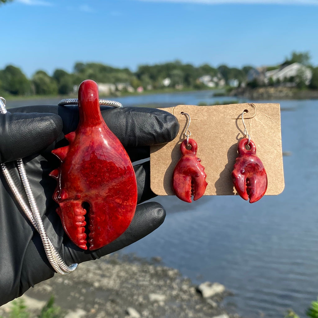 Pubz - Classic Cooked Red Lobster Claw Earring & Pendy Set