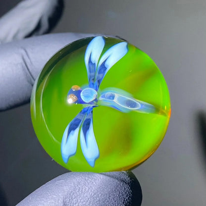 Florin Glass - Medium Citrine Dragonfly 32MM Marble