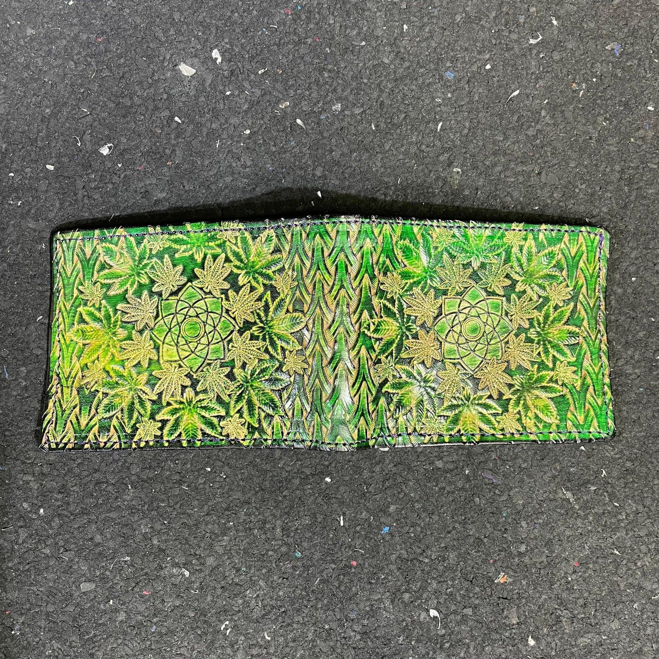 Lost Sailor Leather - Green Leaf Sacred Geometry Wallet