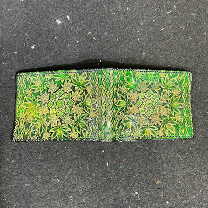 Lost Sailor Leather - Green Leaf Sacred Geometry Wallet