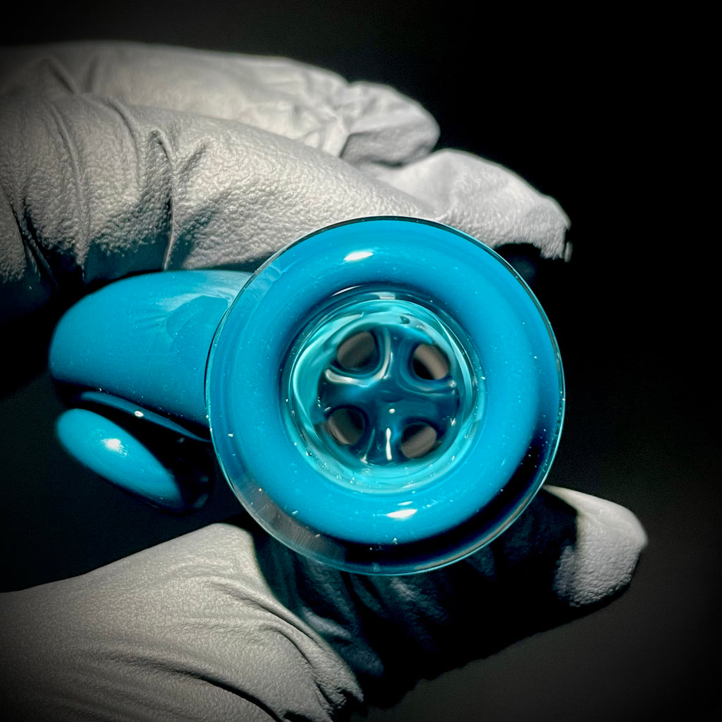 Black T - Marbled Opaque Aqua & Blue Spruce 18mm Horn Slide