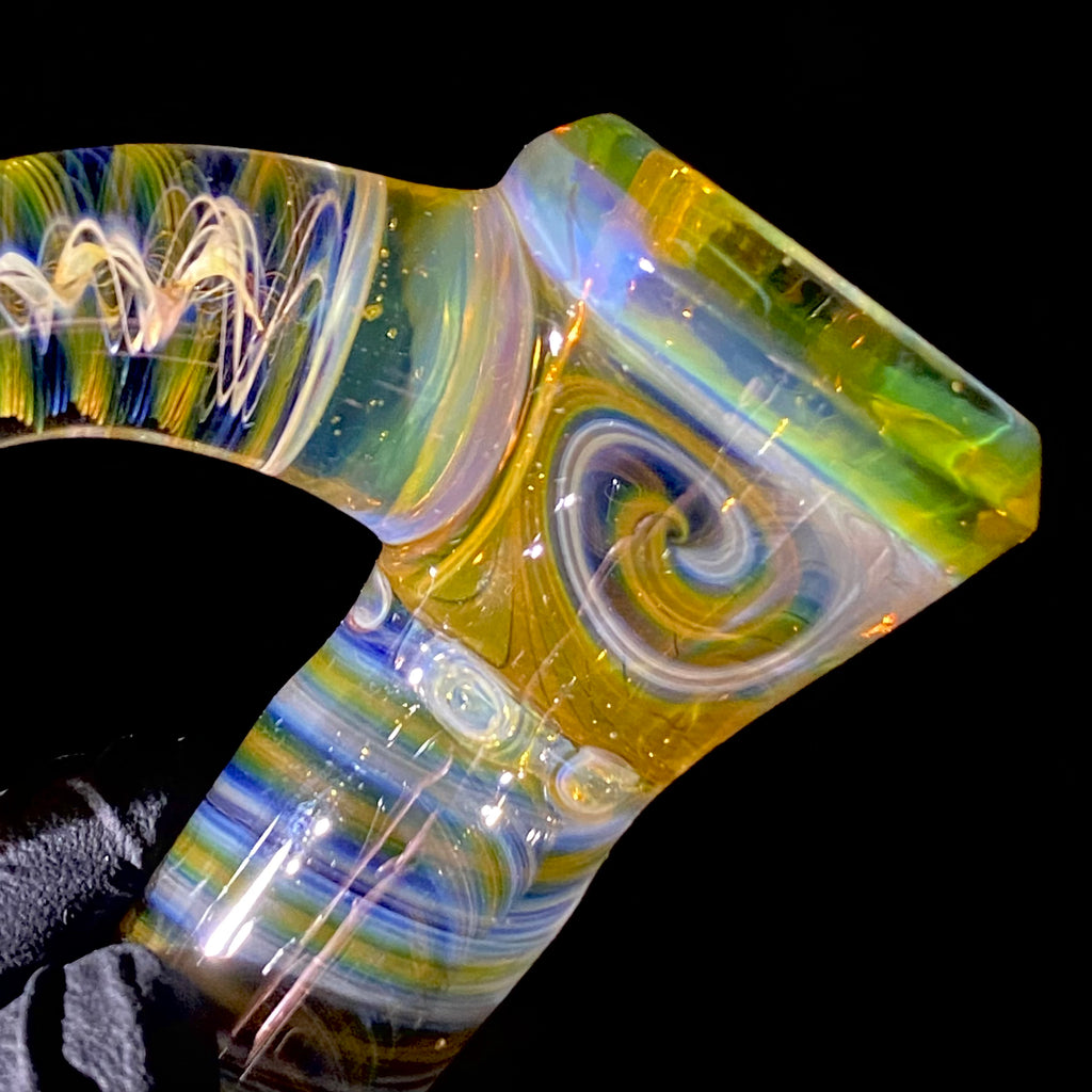 DJack Glass - Diapositiva de 4 orificios NS amarillo y Marina de 18 mm