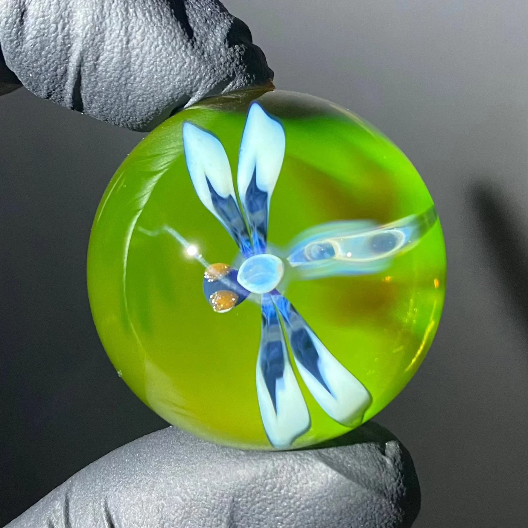 Florin Glass - Medium Citrine Dragonfly 32MM Marble