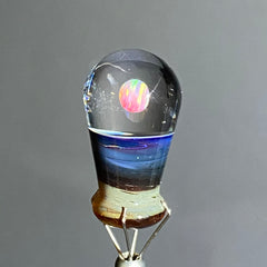 Steve H Glass - Tapón Puffco con esfera de ópalo morado y ámbar con perla