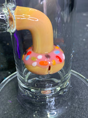 KGB Glass - Sprinkles esmerilados de fresa con tubo recto de donut deslizante de 14 mm a juego