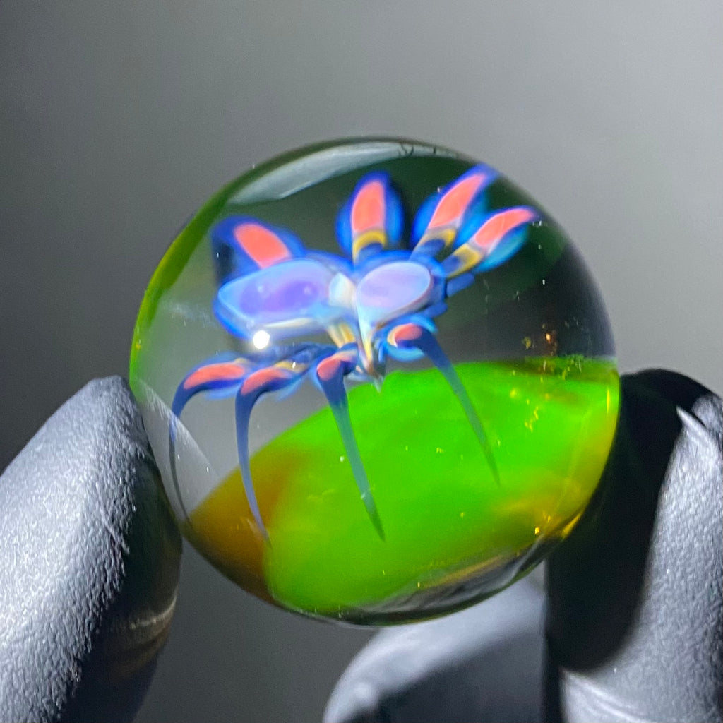 Florin Glass - Medium Citrine Spider Marble
