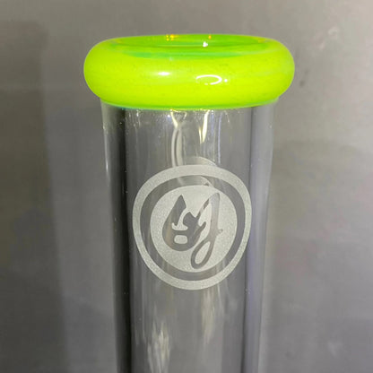 OJ Flame - Green Slyme & Unobtainum Linework 16" Beaker w/ Ash Catcher