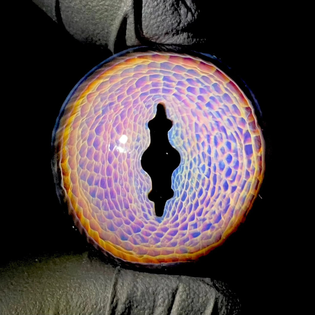 Mike Mason - Amber Purple Fantasy Eye Top Marble