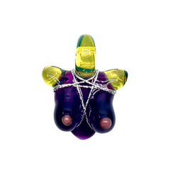 Glass By Ariel - Milky Yoshi & Gold Purple Bust Pendant #1