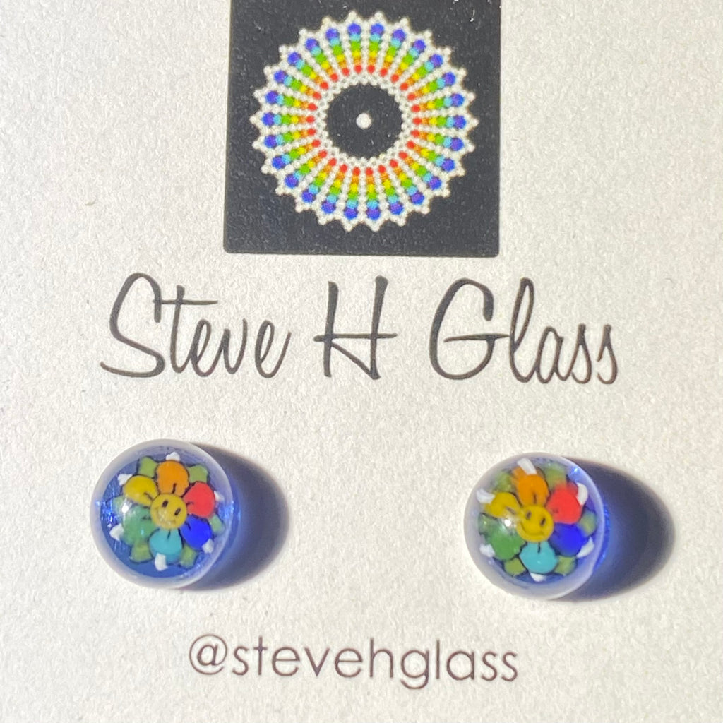 Steve H - Blue Smiley Flower Milli Stud Earrings