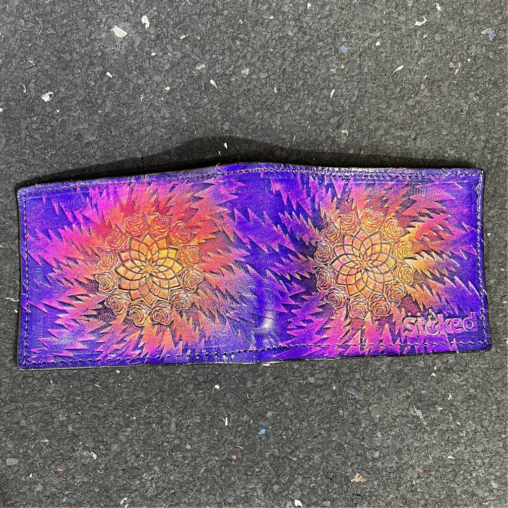 Lost Sailor Leather - Purple Roses Sacred Geometry Wallet