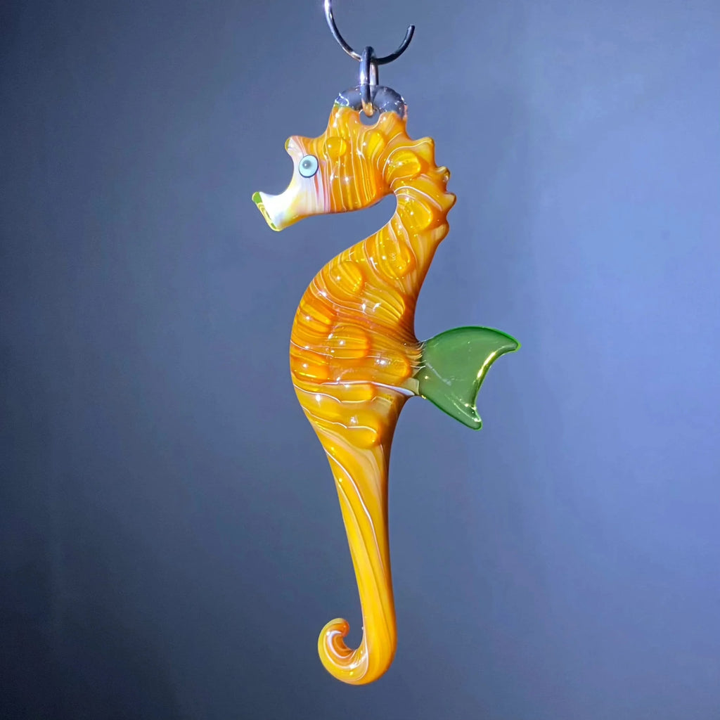 2022 Ornament Drop: Florin Glass - Gold Fume and Citrine Seahorse