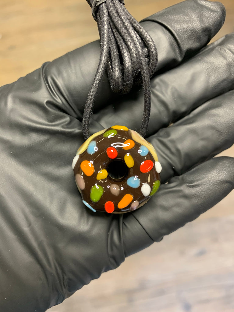 KGB Glass - Chocolate Frosted Sprinkles Micro Donut Pendy