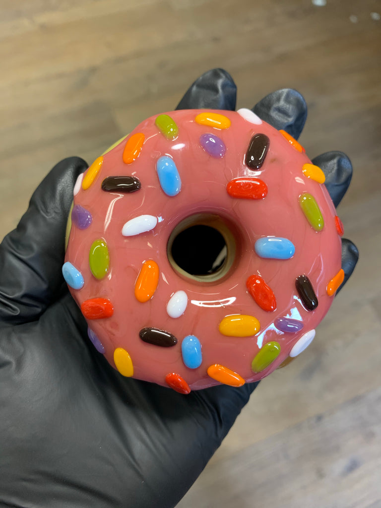 KGB Glass - Large Strawberry Frosted Sprinkles Donut Pipe