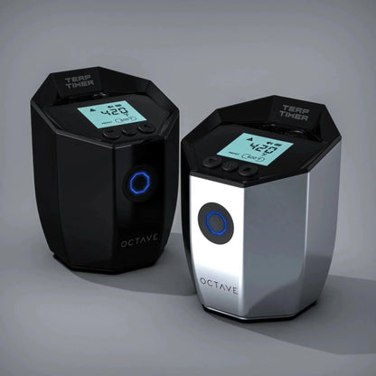 Octave Terp Timer vaporizers with digital displays and blue LED accents