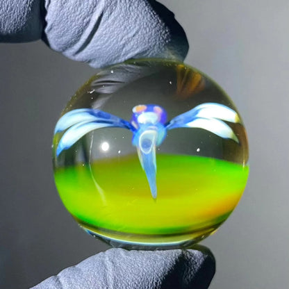 Florin Glass - Medium Citrine Dragonfly 32MM Marble