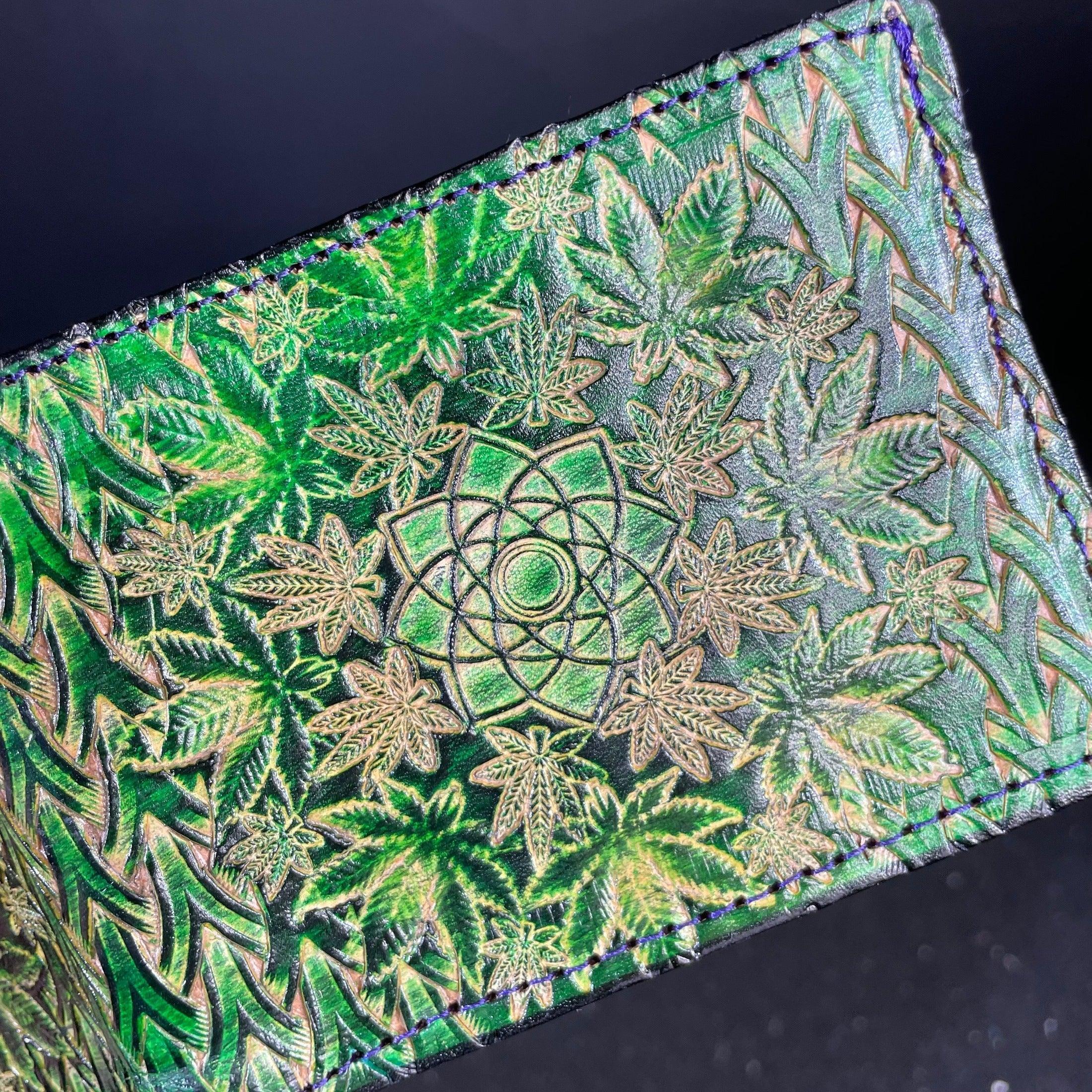 Lost Sailor Leather - Green Leaf Sacred Geometry Wallet