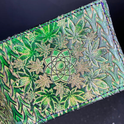 Lost Sailor Leather - Green Leaf Sacred Geometry Wallet