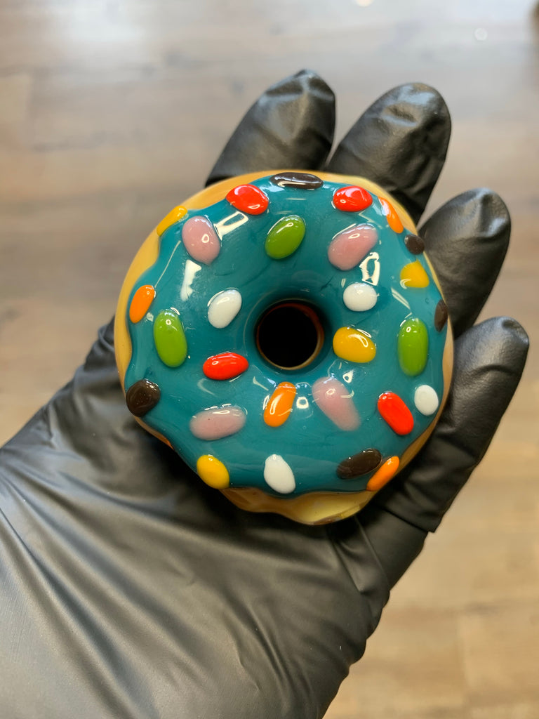 KGB Glass - Mini Pipa Donut con Sprinkles Esmerilados de Frambuesa Azul