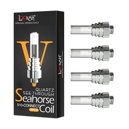 Lookah Seahorse quartz see-through 510 connect coil 4-pack with silver cartridge coils